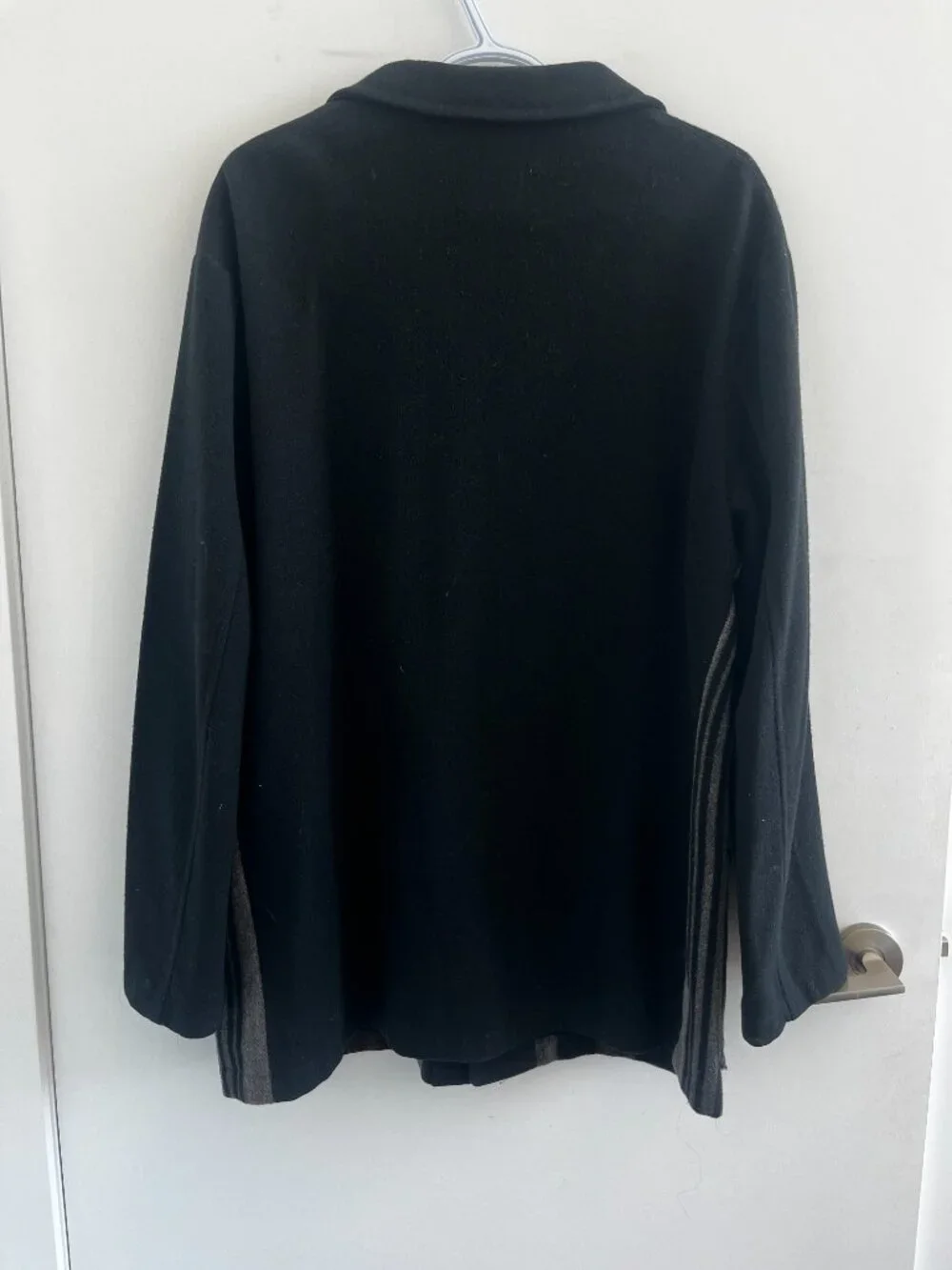 Cecil Gee Black Wool Coat with Stripes (vintage)